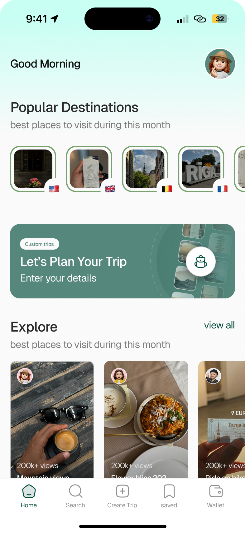 Travella Home Screen